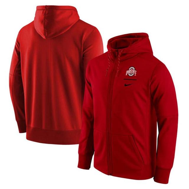 NIKE Scarlet Ohio State Buckeyes Logo Stack Therma Performance Full-zip Hoodie Product Image