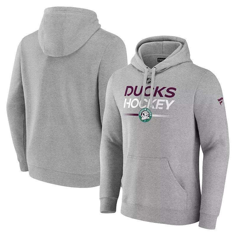 Mens Fanatics Branded Heather Gray Anaheim Ducks Authentic Pro Alternate Wordmark Pullover Hoodie Product Image