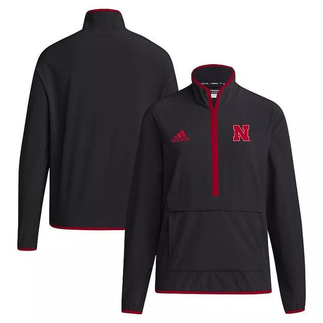 Mens adidas Nebraska Huskers Coaches Sideline Half-Zip Jacket Product Image