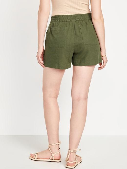 High-Waisted Linen-Blend Pull-On Shorts -- 3.5-inch inseam Product Image