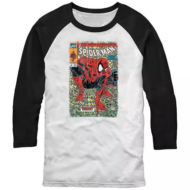 Mens Marvel Spider-Man Classic Comic Book Cover Raglan Graphic Tee Product Image