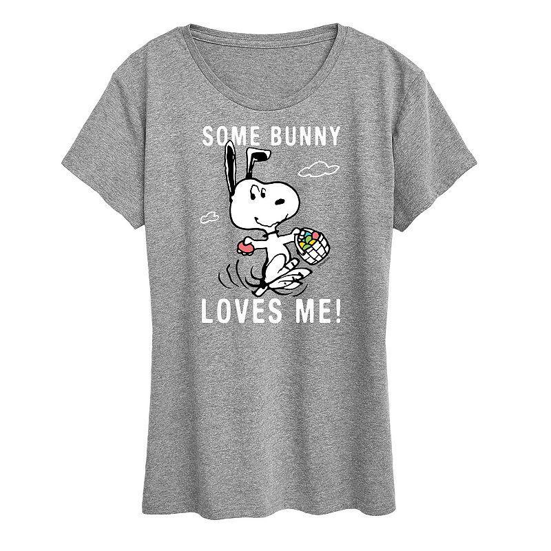 Womens Peanuts Snoopy Some Bunny Graphic Tee Grey Gray Product Image