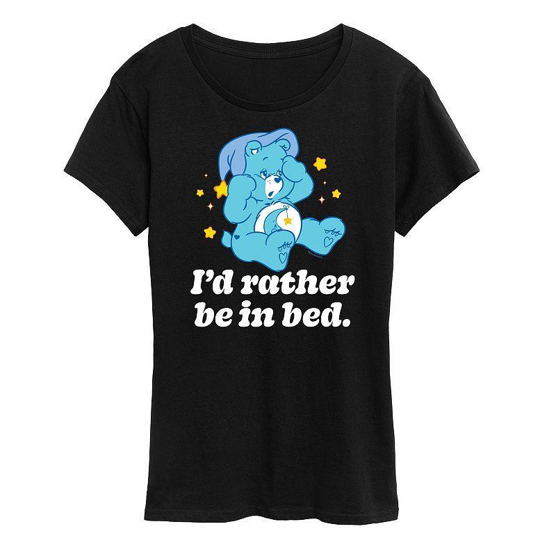 Womens Care Bears Rather Be In Bed Graphic Tee, Girls Grey Charcoalgray Product Image