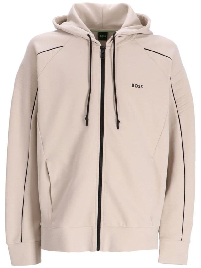 Logo-print Drawstring Hoodie In Neutrals Product Image