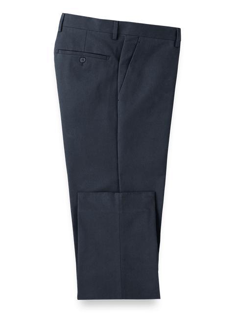 Brushed Twill Flat Front Pants - Navy Product Image