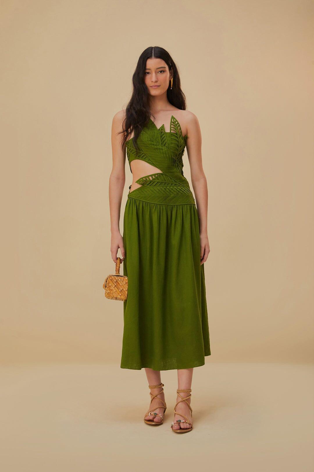 Womens Leaves Cut-Out Midi-Dress Product Image