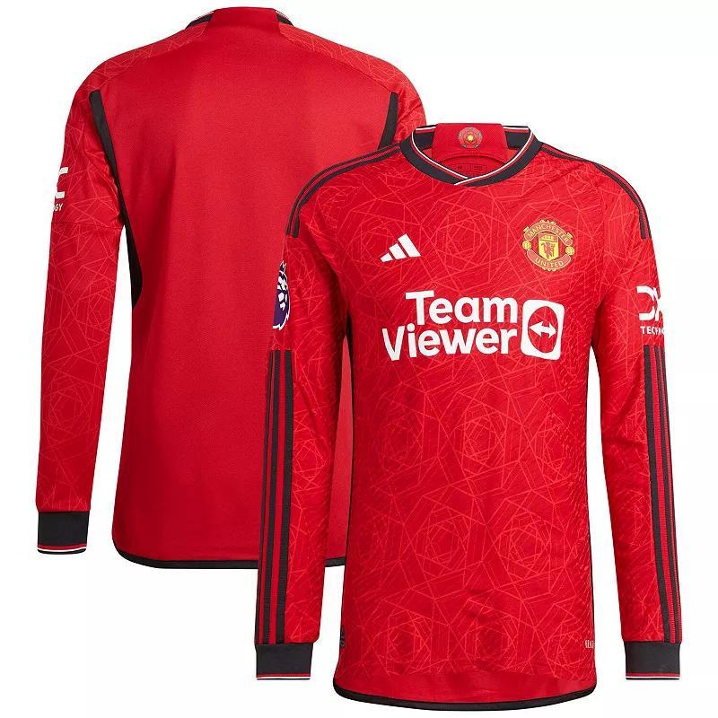 Mens adidas Manchester United 2023/24 Home Authentic Long Sleeve Jersey Product Image