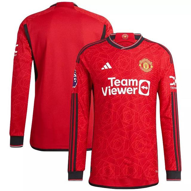 Mens adidas Manchester United 2023/24 Home Authentic Long Sleeve Jersey Product Image