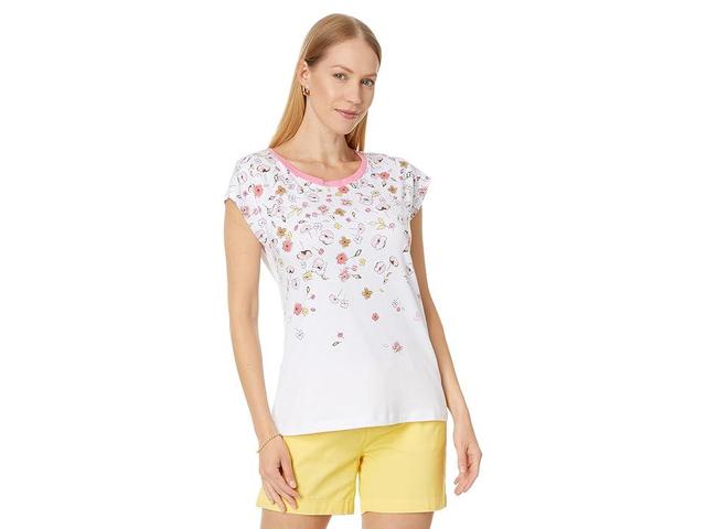 Tommy Hilfiger Floral Ombre Tee (Bright White Multi) Women's Clothing Product Image