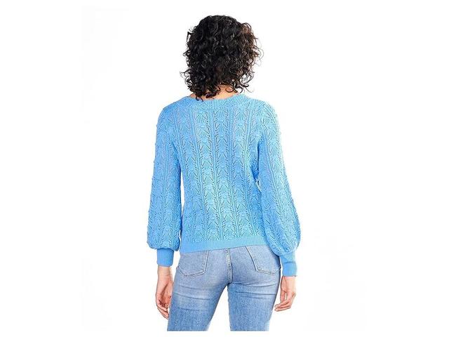 Hatley Floral Pointelle Sweater - Azure (Azure) Women's Clothing Product Image