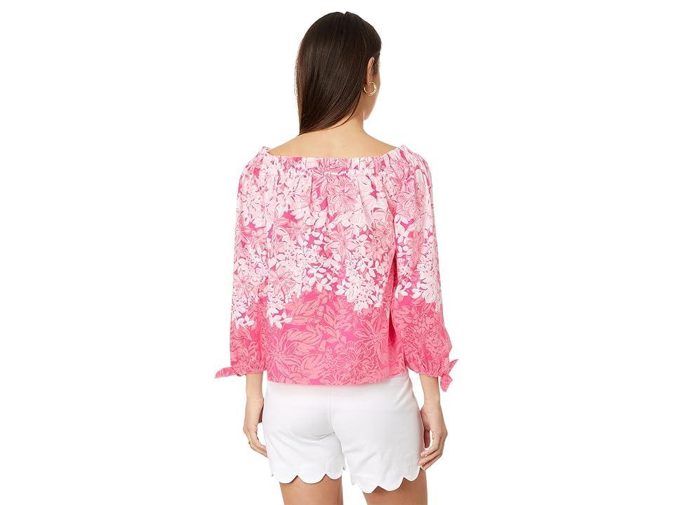 Lilly Pulitzer Jamielynn Long Sleeve Off The Shoulder Top (Roxie Pink Shadow Dancer Engineered) Women's Clothing Product Image