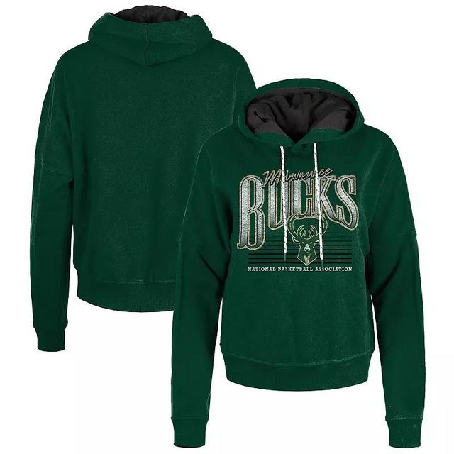 Womens New Era Hunter Green Milwaukee Bucks Boxy Pullover Hoodie Product Image