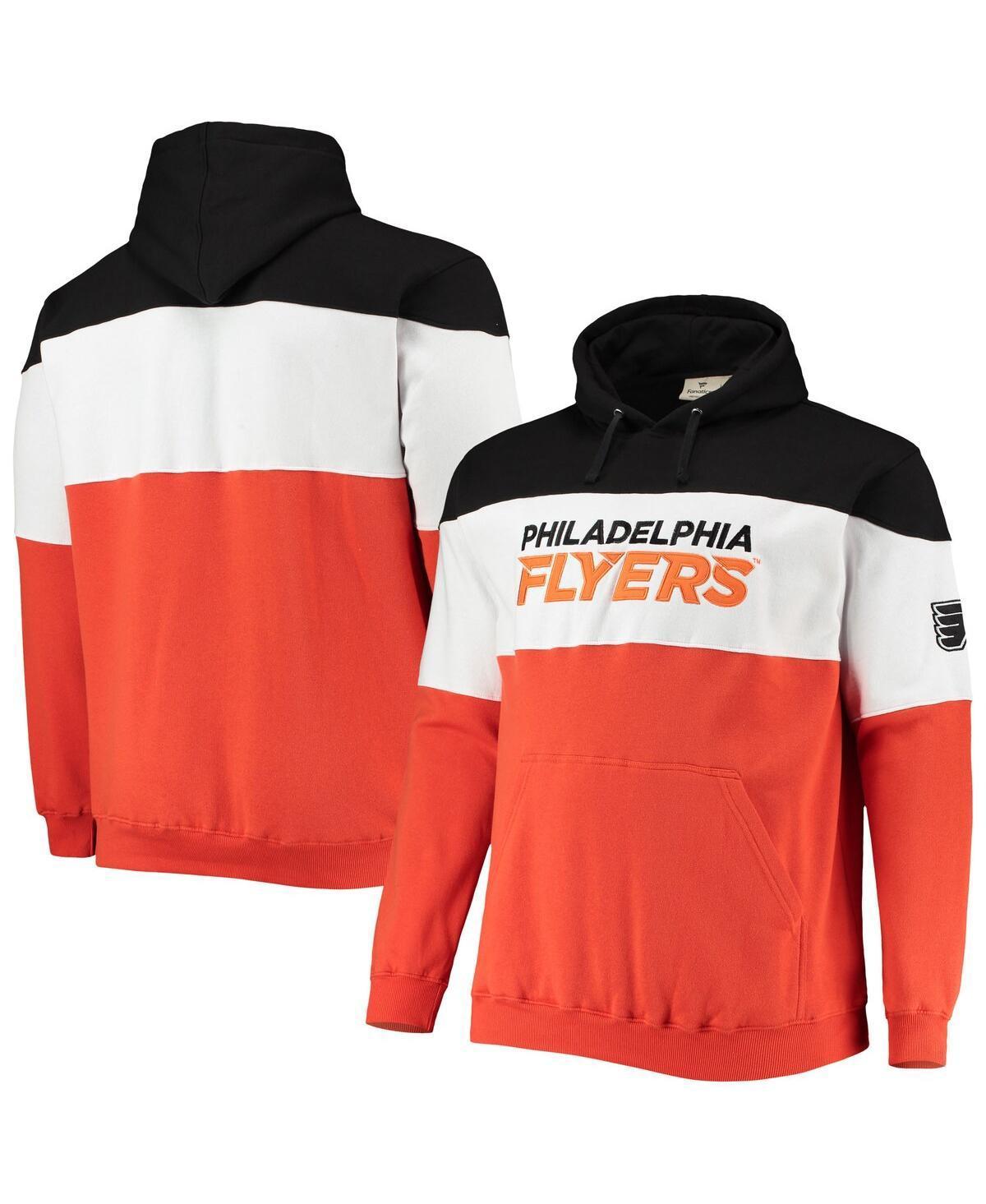 Mens Fanatics Branded Black/Orange Philadelphia Flyers Big & Tall Colorblock Fleece Hoodie Product Image