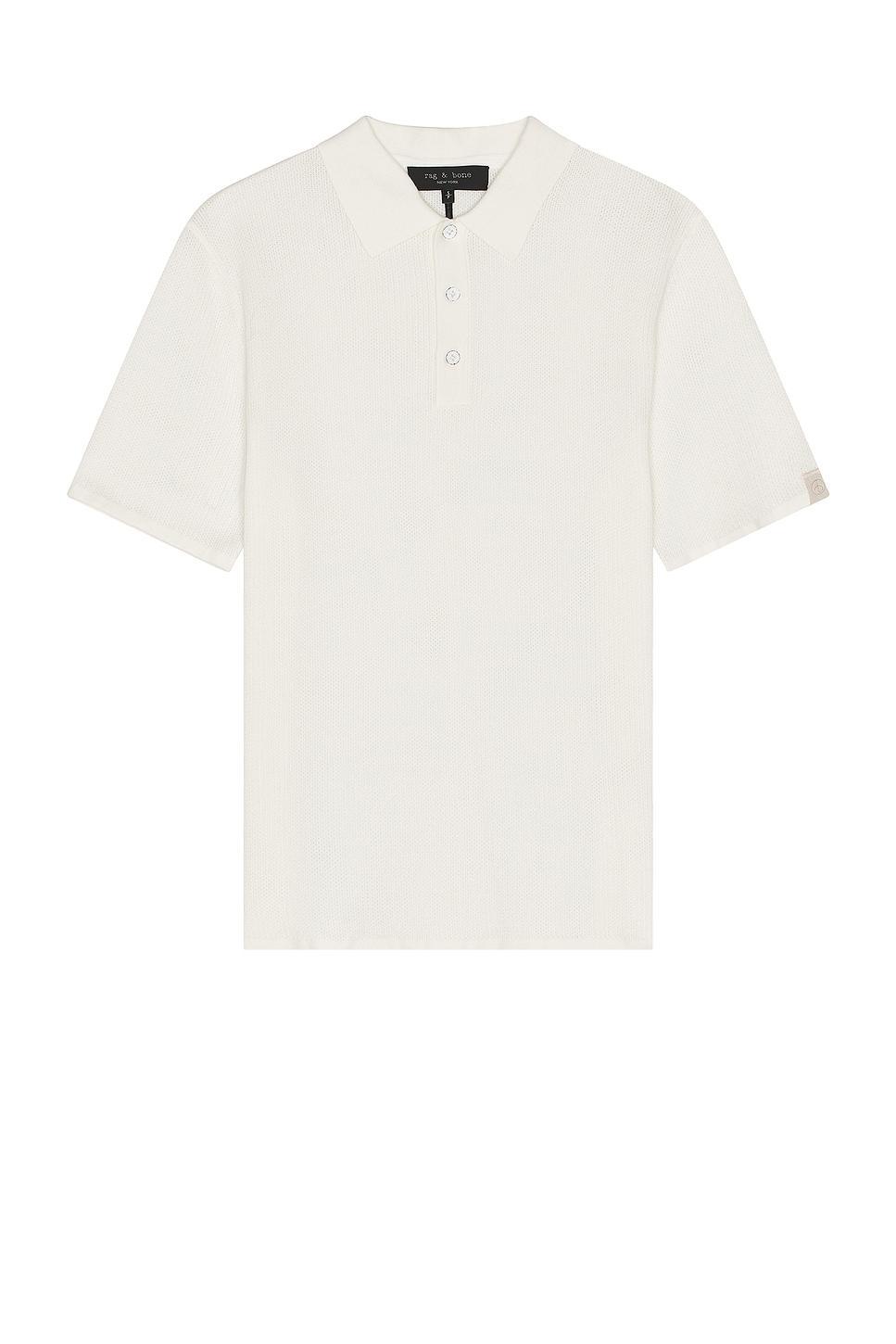 Rag & Bone Harvey Knit Polo in Ivory. - size L (also in S, M, XL) Product Image