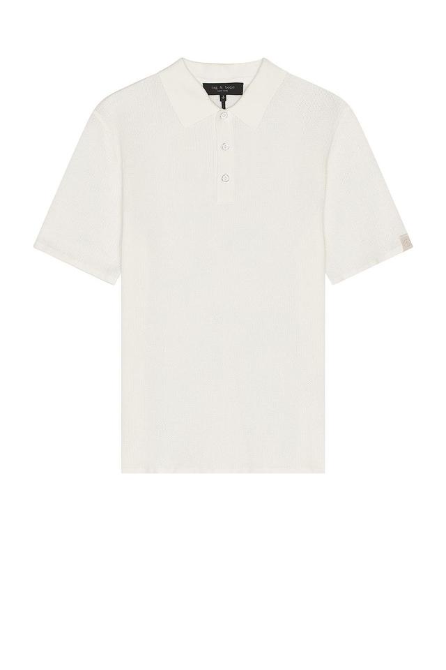 Rag & Bone Harvey Knit Polo in Ivory. - size L (also in S, M, XL) Product Image