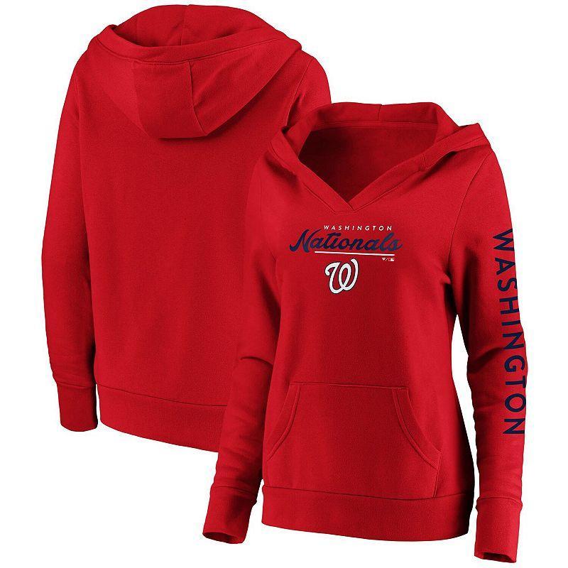 Womens Fanatics Branded Red Washington Nationals Core High Class Crossover Pullover Hoodie Product Image