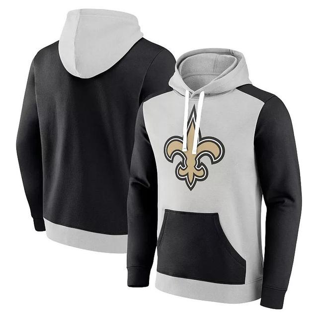 Mens Fanatics Branded Silver/Black New Orleans Saints Big & Tall Team Fleece Pullover Hoodie Product Image