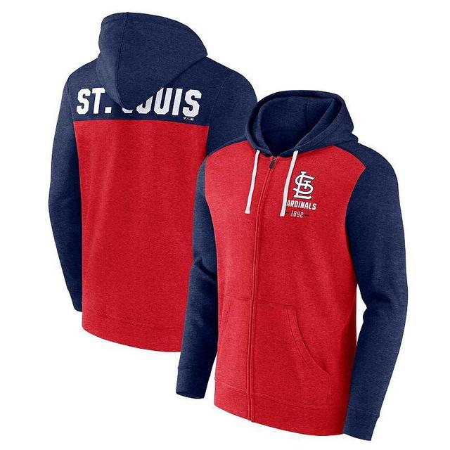 Mens Fanatics Branded Heathered /Heathered Navy St. Louis Cardinals Blown Away Full-Zip Hoodie Product Image