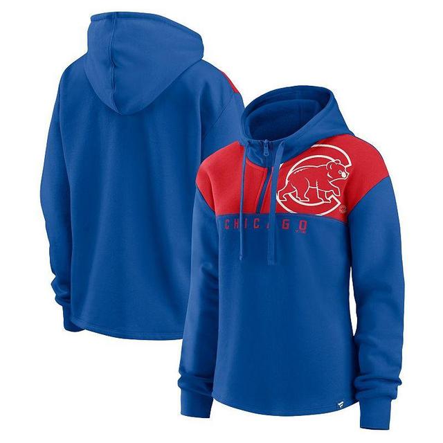 Womens Fanatics Branded Royal Chicago Cubs Iconic Overslide Color-Block Quarter-Zip Hoodie Product Image