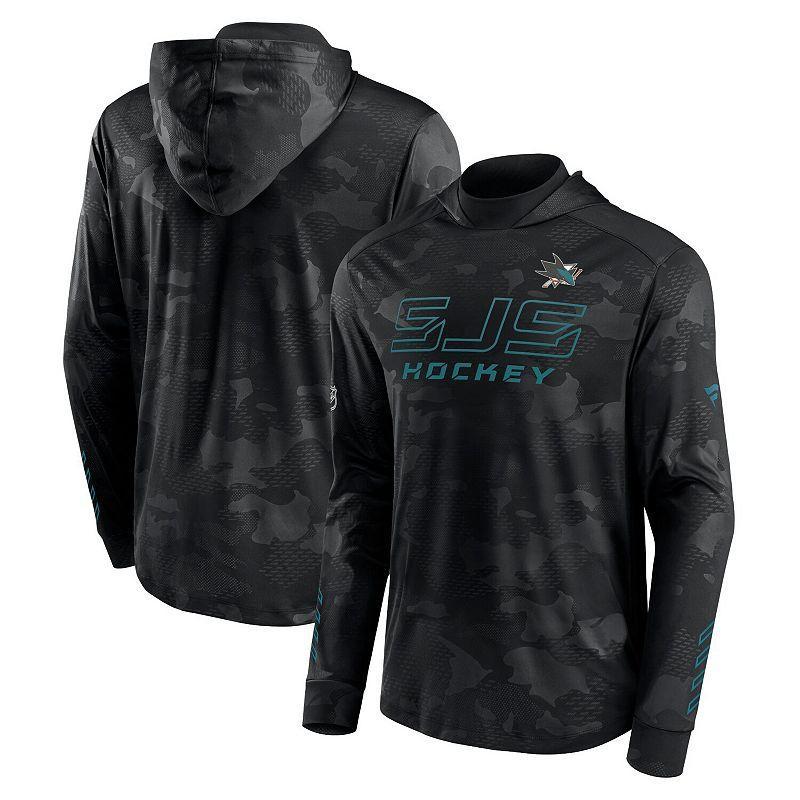 Mens Fanatics Branded Black San Jose Sharks Authentic Pro Locker Room Camo Pullover Hoodie Product Image