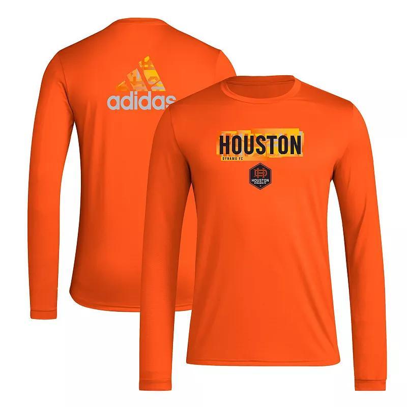 Mens adidas Orange Houston Dynamo FC Local Pop AEROREADY Long Sleeve T-Shirt Product Image