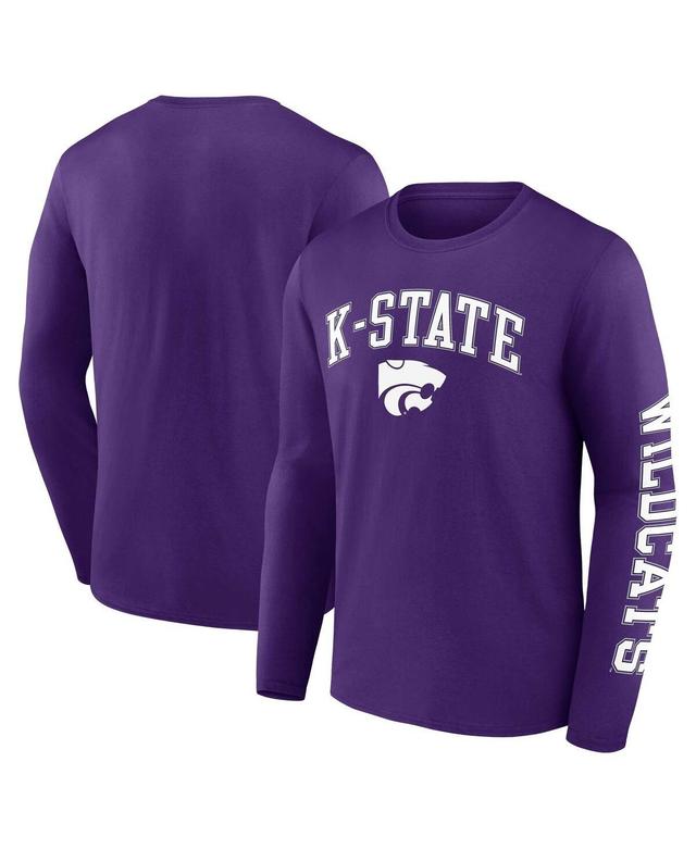 Mens Fanatics Purple Kansas State Wildcats Distressed Arch Over Logo Long Sleeve T-shirt Product Image