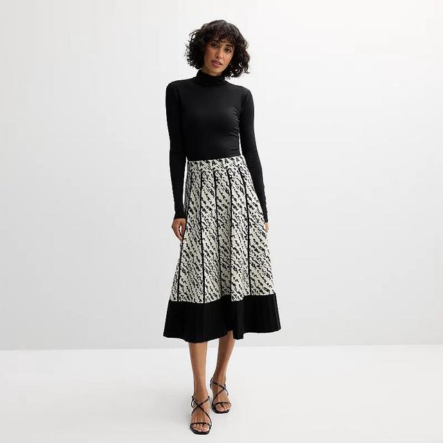 Womens Catherine Malandrino Pull-On Pattern Flare Jacquard Skirt Product Image