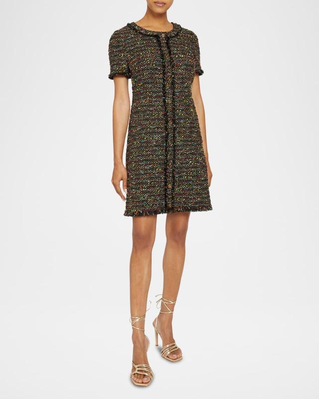 Shae Fringe-Trim Tweed Mini Dress Product Image