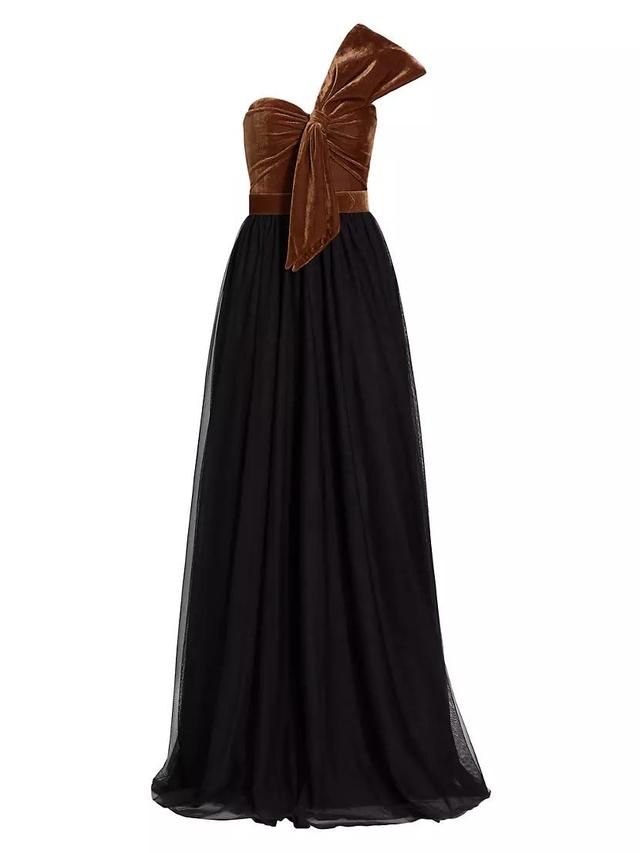 Velvet Bow Strapless Gown Product Image