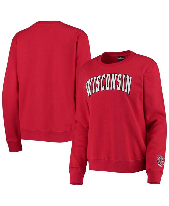 Womens Colosseum Red Wisconsin Badgers Campanile Pullover Sweatshirt Product Image