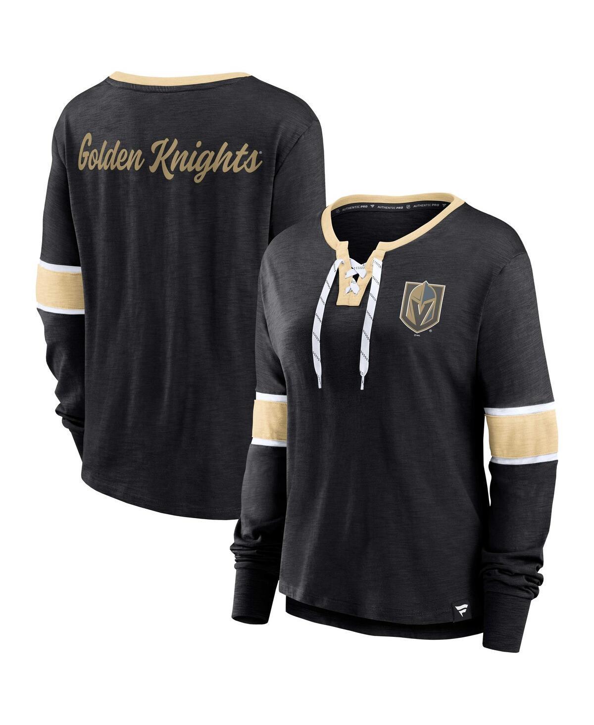 Womens Fanatics Black Vegas Golden Knights Effervescent Exclusive Lace-Up Long Sleeve T-shirt product image