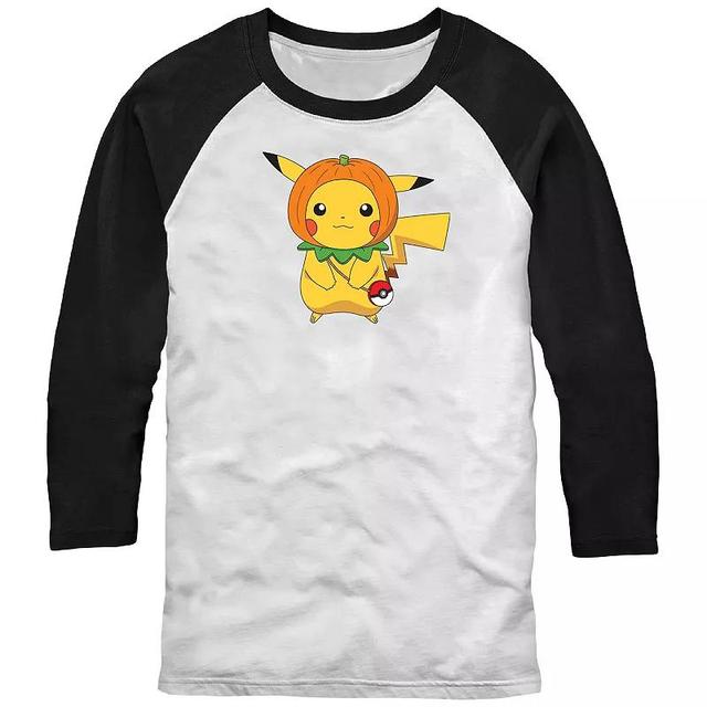 Mens Pokmon Pikachu Pumpkin Hat Pokeball Raglan Tee Product Image