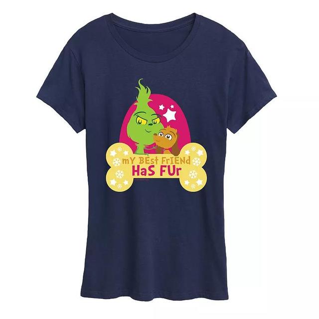 Womens Dr. Seuss Little Grinch Best Friend Has Fur Graphic Tee, Girls Grey Green Product Image