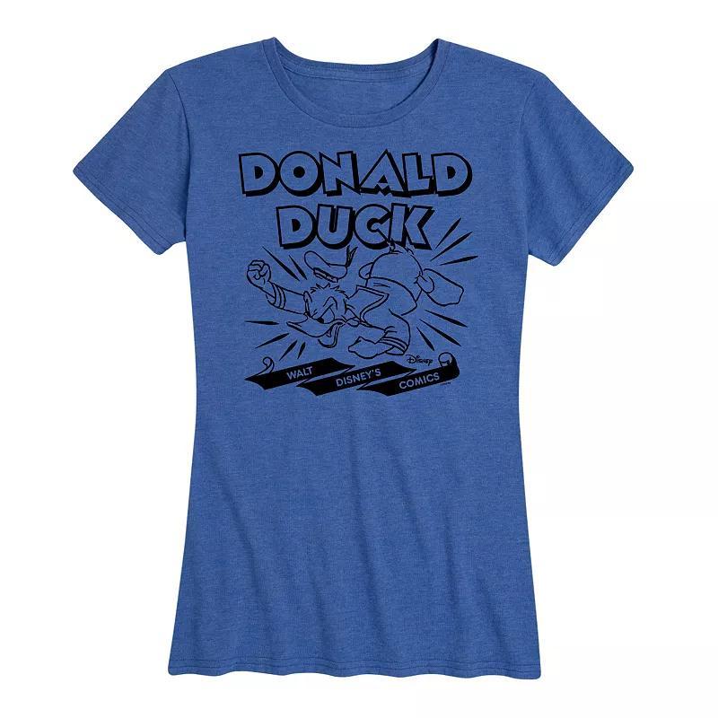 Disneys Donald Duck Womens Comics Graphic Tee Grey Royal Blue Product Image