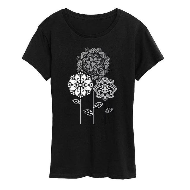 Womens Mandala Flowers Graphic Tee, Girls Product Image