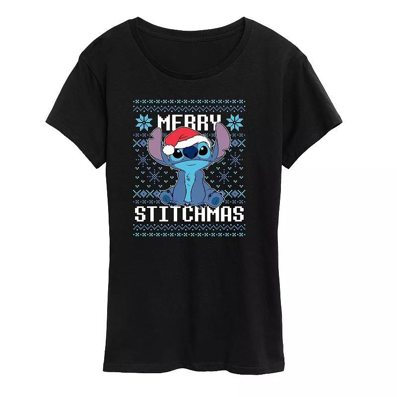 Disneys Lilo and Stitch Womens Merry Stitchmas Graphic Tee Product Image