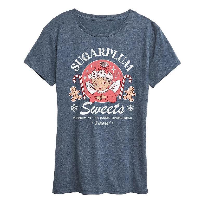 Womens Sugarplum Sweets Graphic Tee, Girls Grey Royal Blue Product Image