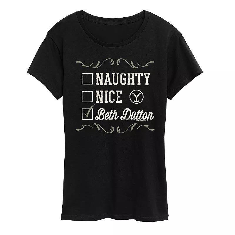 Womens Yellowstone Naughty Nice Beth Dutton Graphic Tee Product Image