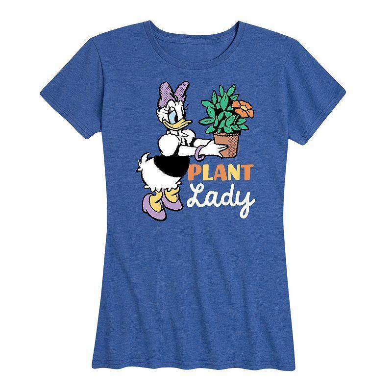 Disneys Daisy Duck Womens Plant Lady Graphic Tee Grey Royal Blue Product Image