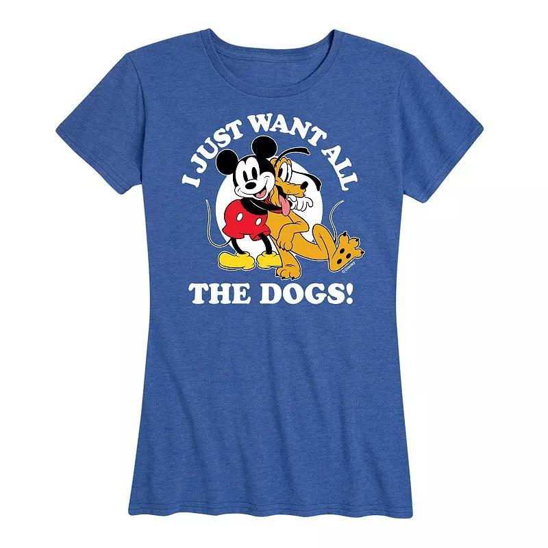 Disneys Mickey Mouse & Pluto Womens Just Want All Dogs Graphic Tee Grey Gray Product Image