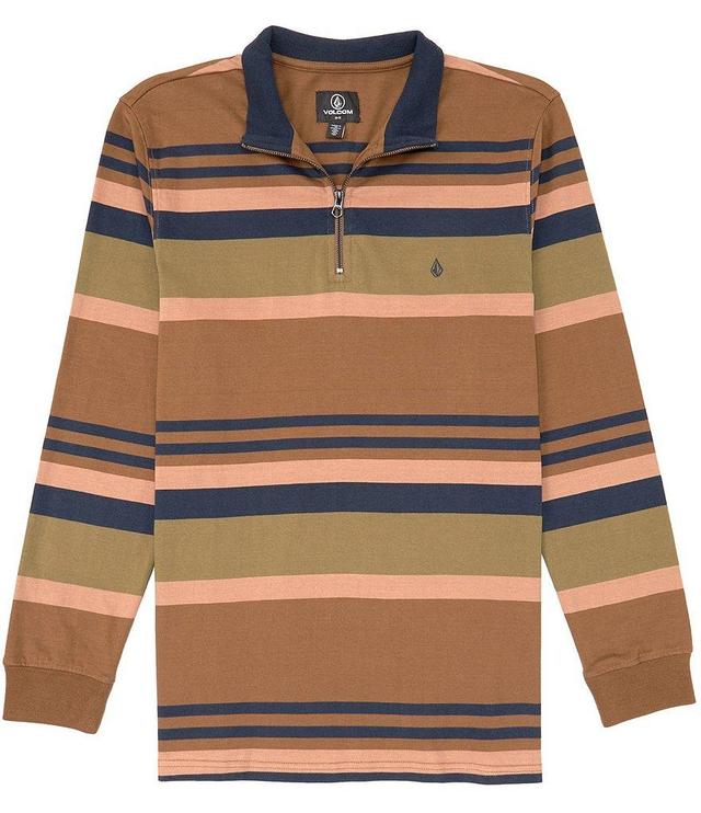 Volcom Forger Quarter-Zip Long Sleeve Engineered Stripe Pullover Product Image