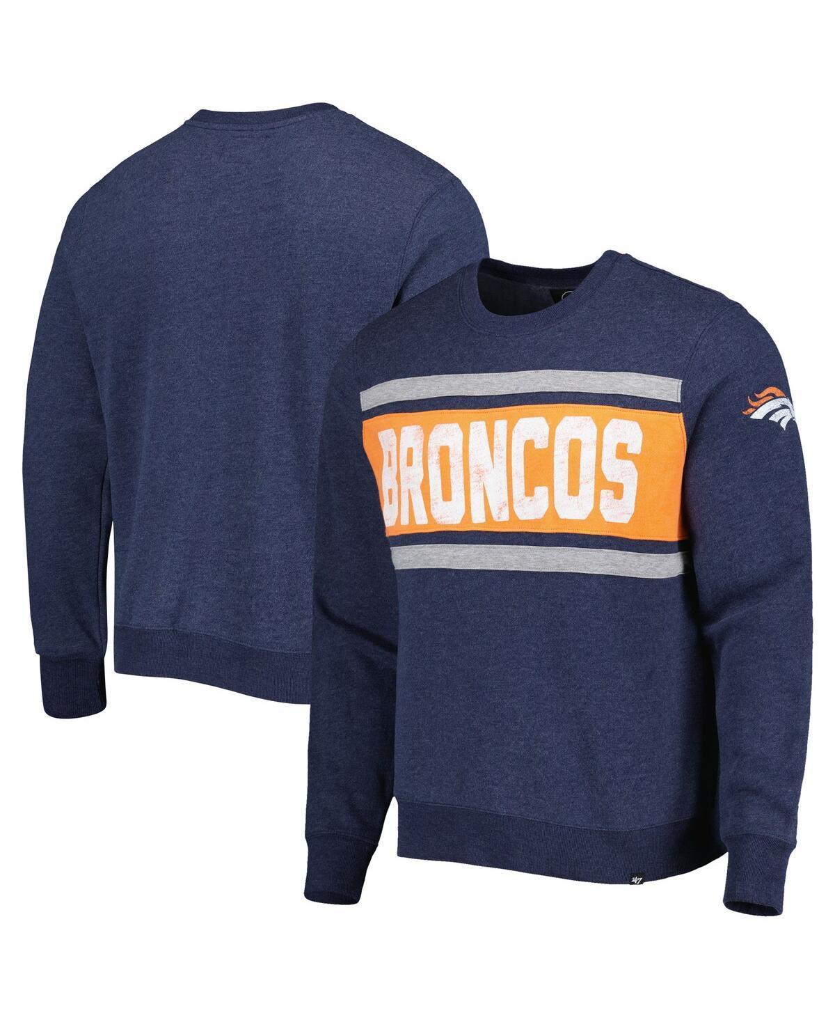 Mens 47 Brand Heather Navy Distressed Denver Broncos Bypass Tribeca Pullover Sweatshirt Product Image