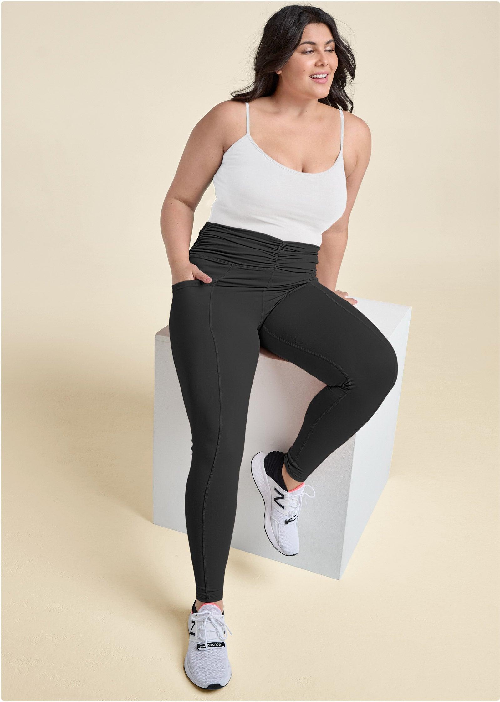 Ruched Waist Leggings - Black product image