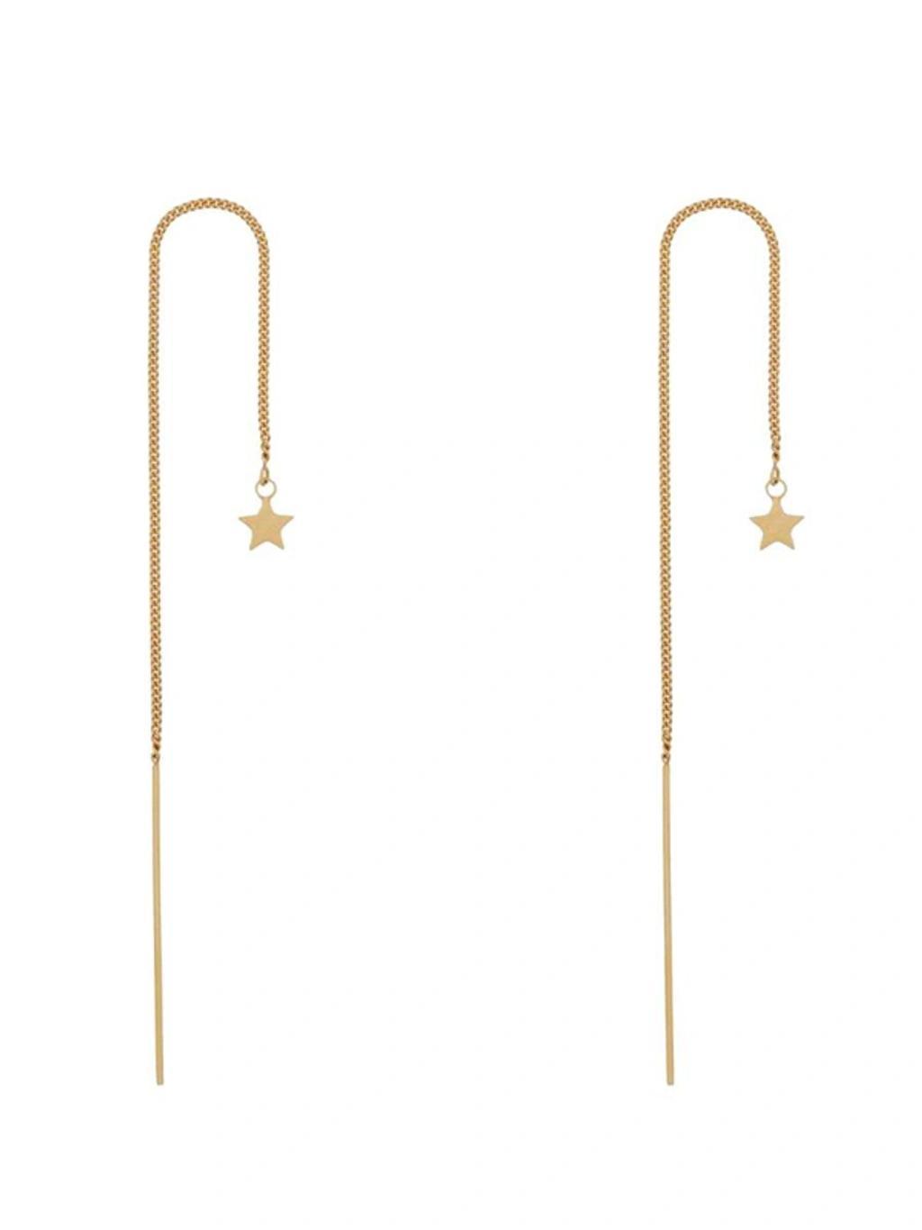 Logo Detailed Star Earrings In Gold Product Image