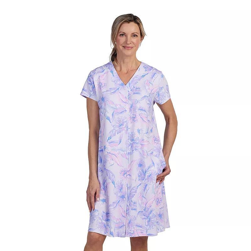 Womens Miss Elaine Essentials Interlock Knit Short Snap Robe Product Image