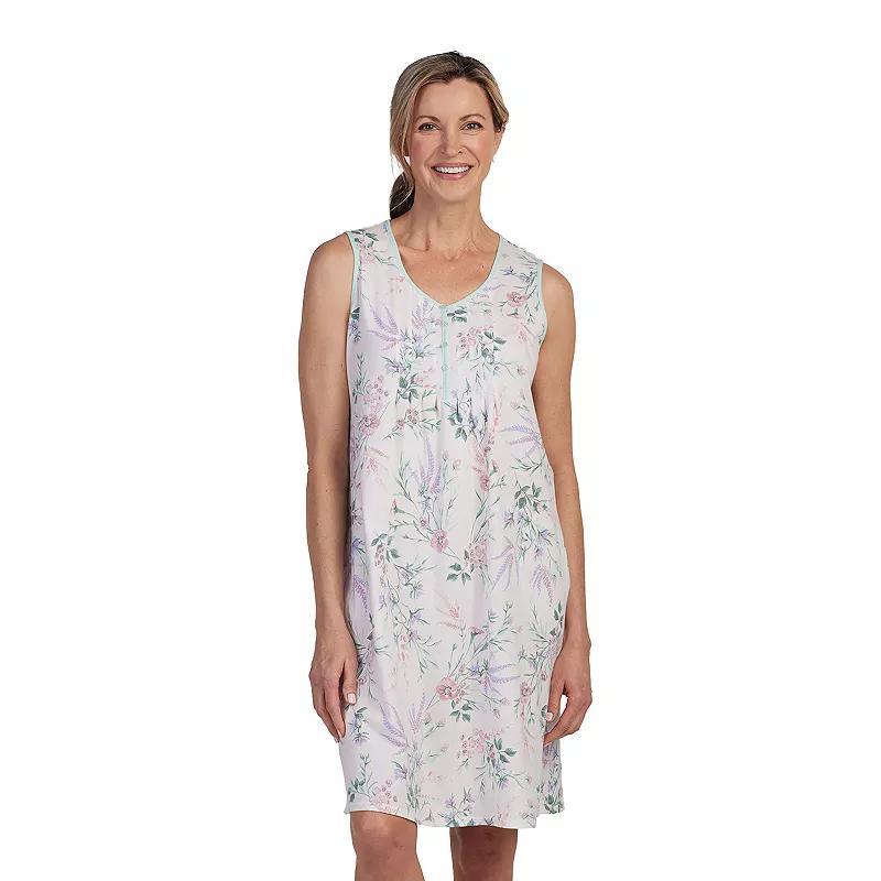 Womens Miss Elaine Essentials Floral Print Sleeveless Short Nightgown Product Image