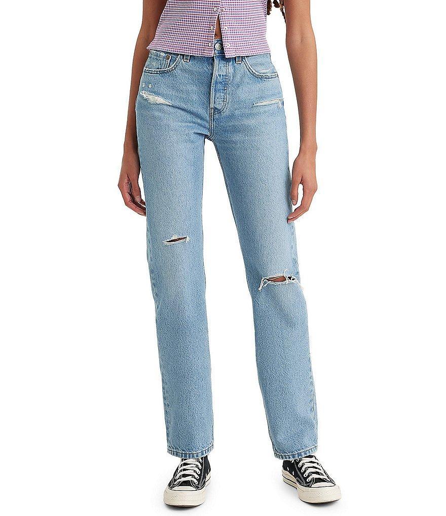 Levi's® 501 High Rise Distressed Straight Jeans Product Image