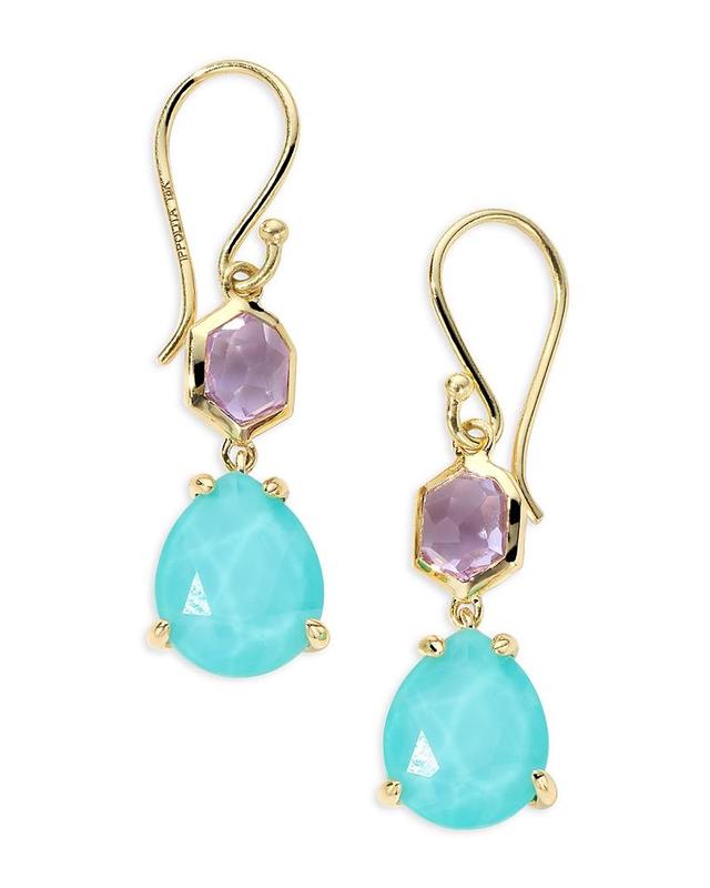 Ippolita 18K Yellow Gold Rock Candy Amethyst & Turquoise Doublet Drop Earrings Product Image