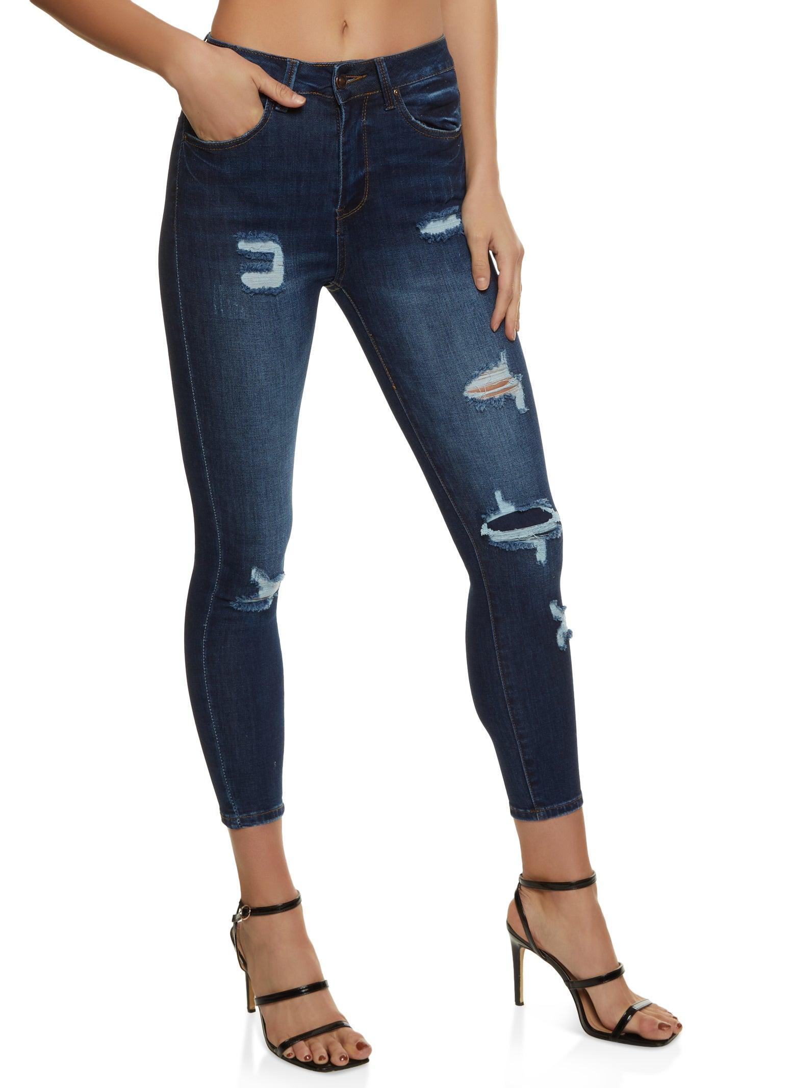 Womens WAX Distressed High Waisted Jeans product image