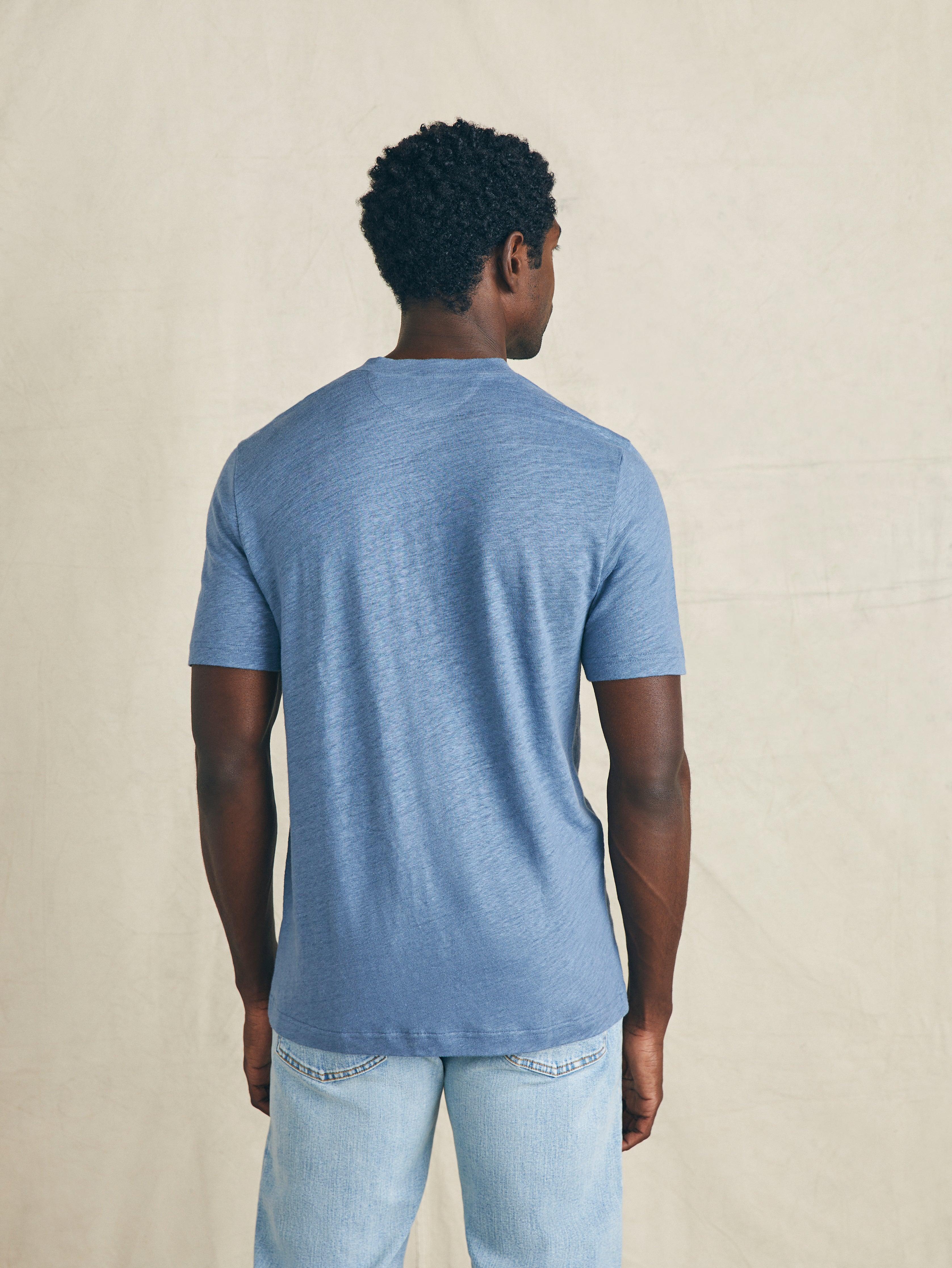 Short-Sleeve Linen Henley - Breaker Blue Male Product Image